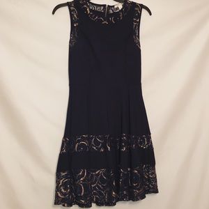 Navy and Gold Short Sleeveless Dress